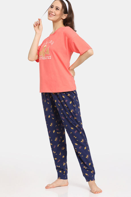 Rosaline Bon Appetit Knit Cotton Pyjama Set - Ocean Cavern — image 2